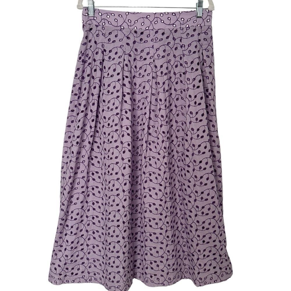 Momoni Zelda Maxi Skirt in Lilac Eyelet| Size 8 - Picture 5 of 10